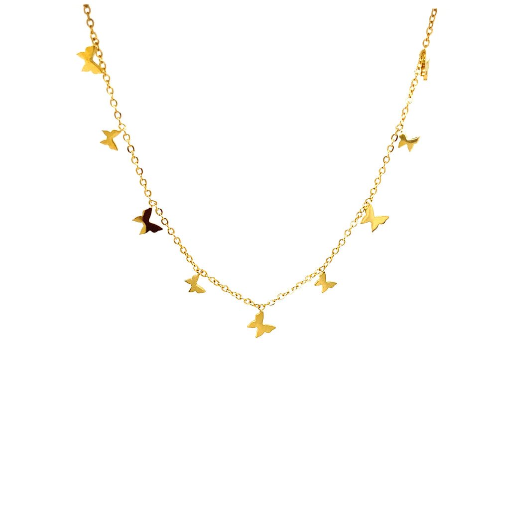 Gold Mini Butterflies Steel Choker Necklace